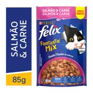 Ração Úmida para Gatos Purina Felix Fantastic para Gatos Adultos Salmão e molho sabor Carne 85g