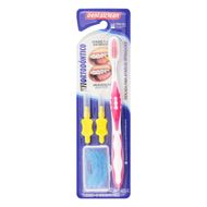Kit Dental Clean  Escova Dental + 2 Escovas Interdentais Cônicas + 1 Passa-Fio