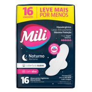 Absorvente Mili Noturno com Abas Leve 16un Pague 14un