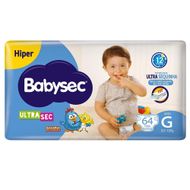 Fraldas Babysec Ultra Hiper G com 64un