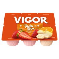 bebida lactea fermentada morango + vitamina de frutas vigor todo dia bandeja 510g 6 unidades