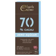 Chocolate Espírito Cacau 70% Cacau Zero 80g