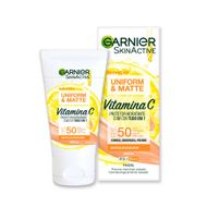 Protetor Solar Facial Hidratante Garnier Uniform & Matte Vitamina C FPS 50 Média 40g
