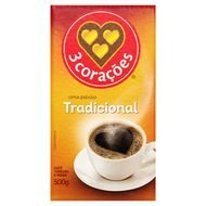 Café Torrado e Moído a Vácuo Tradicional 3 Corações Pacote 500g