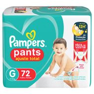 Fralda Descartável Infantil Pants Pampers Ajuste Total G Pacote 72 Unidades