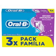Pack Creme Dental Menta Suave Oral-B Escudo Antiaçúcar Caixa 3 Unidades 70g Cada Família