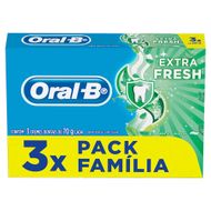 Pack Creme Dental Extra Fresh Oral-B Caixa 3 Unidades 70g Cada Família