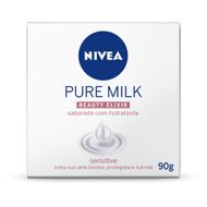 Sabonete Barra Hidratante Sensitive Nivea Pure Milk Beauty Elixir Caixa 90g