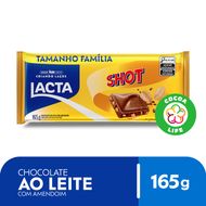 Chocolate ao Leite com Amendoim Lacta Shot Pacote 165g Tamanho Família