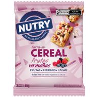Barra de Cereais Nutry Frutas Vermelhas 22g - Multipack Com 3 Unidades - Com 3 Cereais, Frutas e Cacau