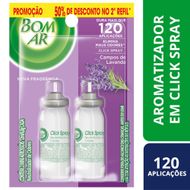 Aromatizador Bom Ar Click Spray Refil 50% off na 2ª Unidade Campos de Lavanda