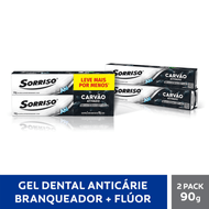 Pack Gel Dental Carvão Ativado Anticárie com Flúor Sorriso Branco Irresistível 90g