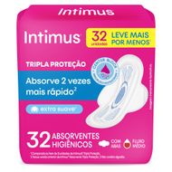 Absorvente com Abas Extra Suave Intimus Tripla Proteção Pacote 32 Unidades
