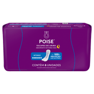 Absorvente sem Abas para Escapes de Urina Poise Noturno Maxi Pacote 8 Unidades