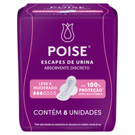Absorvente com Abas para Escapes de Urina Poise Discreto Pacote 8 Unidades