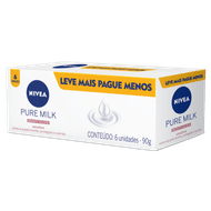 Pack Sabonete Barra Sensitive Nivea Pure Milk Beauty Elixir Caixa 6 Unidades 90g Cada Leve Mais Pague Menos