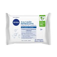 Lenço Umedecido Demaquilante Ação Refrescante Facial Nivea Pacote 25 Unidades
