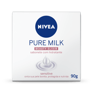 Sabonete Barra Hidratante Sensitive Nivea Pure Milk Beauty Elixir Caixa 90g