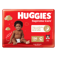 Fralda Descartável Infantil Huggies Supreme Care G Pacote 136 Unidades Embalagem Econômica