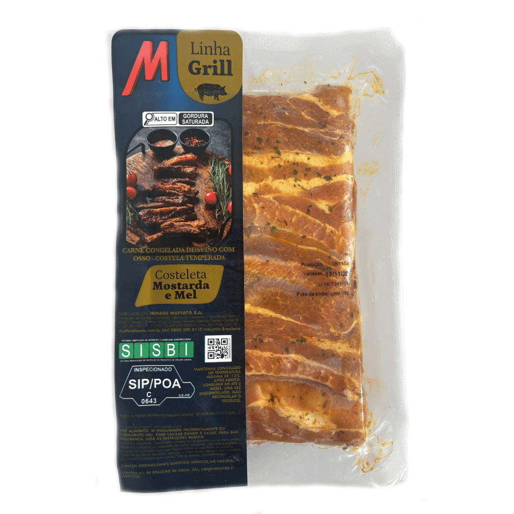 Carne Suína Costeleta Mostarda e Mel Congelada Muffato Foods Kg