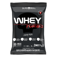 Suplemento Proteico Pó Chocolate Caveira Preta Black Skull Whey Turbo Pacote 907g Refil